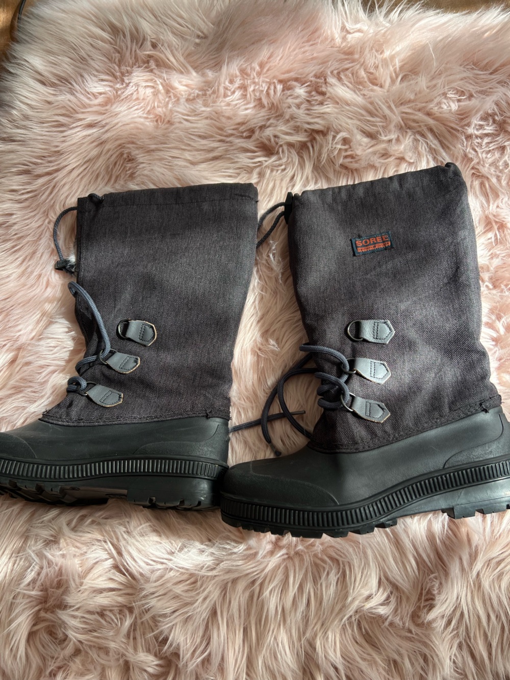 Sorel Kaufman Women's Dark Gray Black Waterproof Lace-Up Snow Boots 9